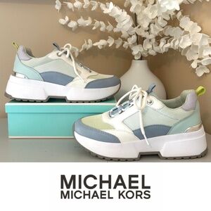 MICHAEL MK Platform Sneaker Pastel Blues and Silver Size 7 EUC